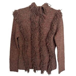 YIGAL AZROUEL fringe wool blend designer sweater in size Large
